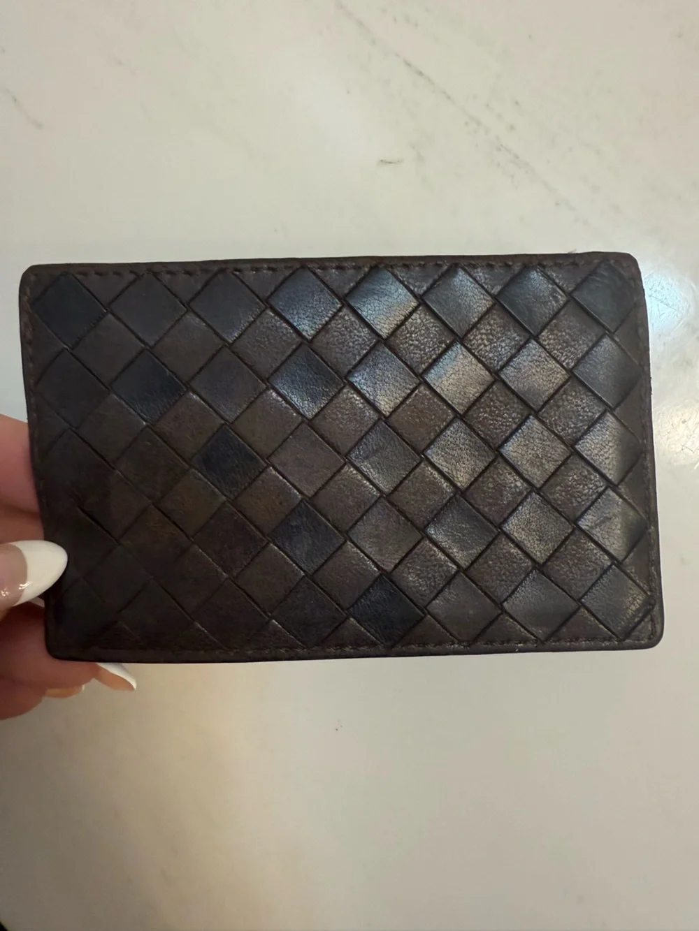 AUTHENTIC Bottega Veneta DARK BROWN Intrecciato Leather Card Case